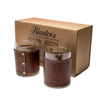 Blanton's Handmade Set Leather Wrapped Whiskey Glassed With Gift Box